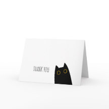 Cute Black Cat Folded Thank You Card