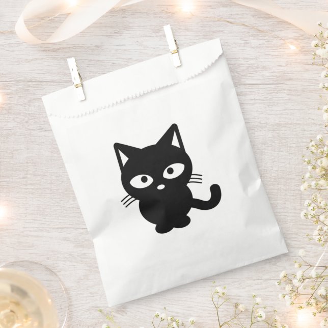 Cute Black Cat Friendly Kitty Halloween Favour Bag (Clipped)