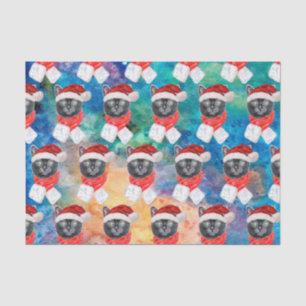 Cute Black Cat Funny Christmas Holidays Tissue Paper