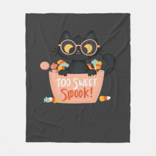 Cute Black Cat Halloween Candy Too Sweet Spook � P Fleece Blanket