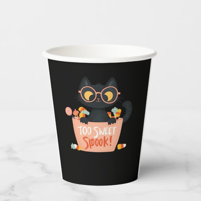 Cute Black Cat Halloween Candy Too Sweet Spook � P Paper Cups (Front)