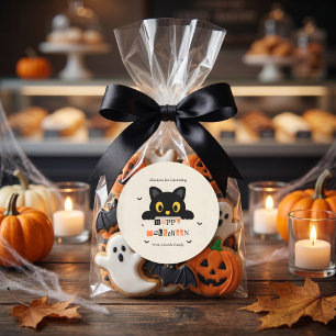 Cute Black Cat Halloween Classic Round Sticker