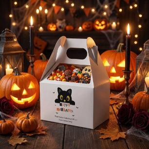 Cute Black Cat Halloween Favor Box
