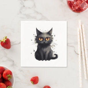 Cute Black Cat Halloween Napkin