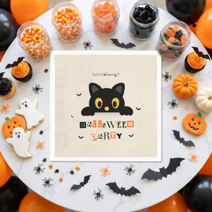 Cute Black Cat Halloween Napkin