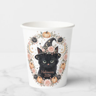 Cute Black Cat Halloween Paper Cups