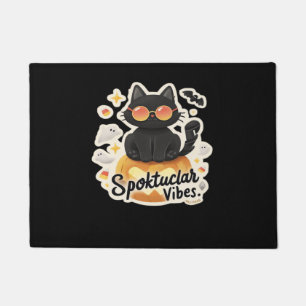 Cute Black Cat Halloween Pumpkin Oversized T-Shirt Doormat