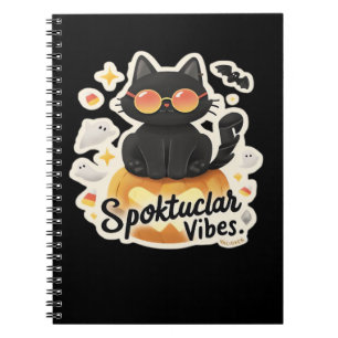 Cute Black Cat Halloween Pumpkin Oversized T-Shirt Notebook
