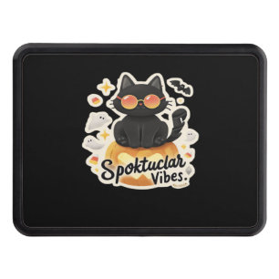 Cute Black Cat Halloween Pumpkin Oversized T-Shirt Trailer Hitch Cover