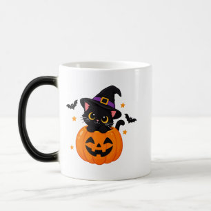 Cute Black Cat Halloween Pumpkin Witch Hat Coffee Magic Mug