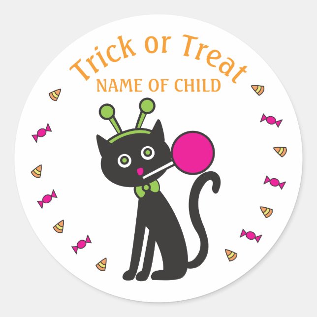 Cute Black Cat Halloween Stickers (Front)