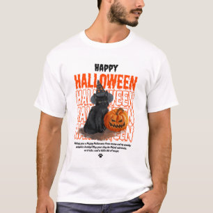 Cute Black Cat Halloween T-Shirt – Spooky Pumpkin 