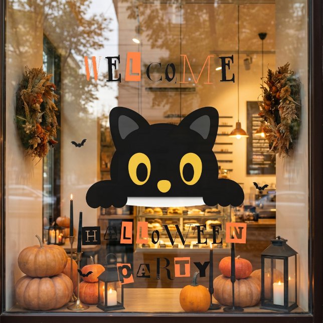 Cute Black Cat Halloween Window Cling (Creator Uploaded)