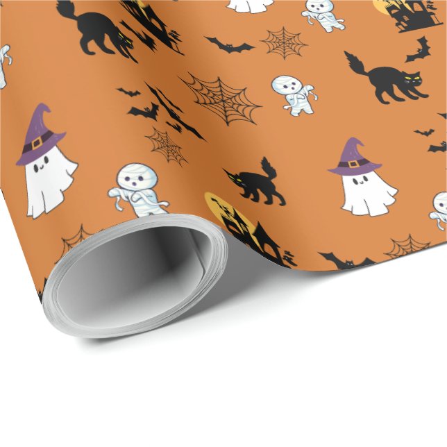 Cute Black Cat Halloween   Wrapping Paper (Roll Corner)