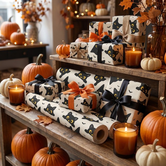 Cute Black Cat Halloween Wrapping Paper (Creator Uploaded)