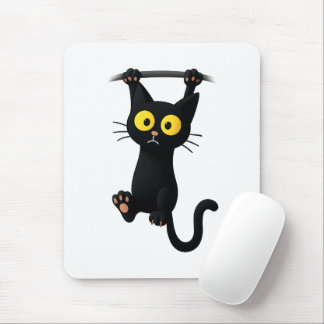 Cute Black Cat Hanging Cartoon – Funny Kawaii Cat Mouse Pad