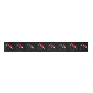 cute black cat holds Palestine flag Satin Ribbon