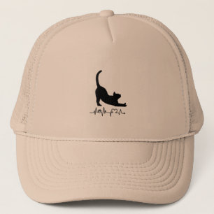 Cute Black Cat Illustration Trucker Hat