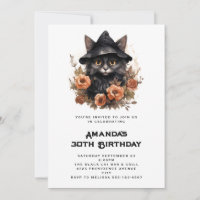 Cute Black Cat in a Witch's Hat Birthday