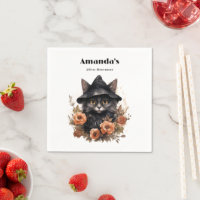 Cute Black Cat in a Witch's Hat Birthday