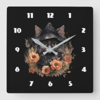 Cute Black Cat in a Witch's Hat
