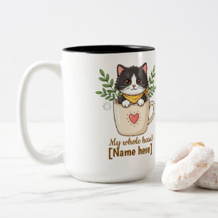 Cute Black Cat in Coffee Cup Personalized Mug