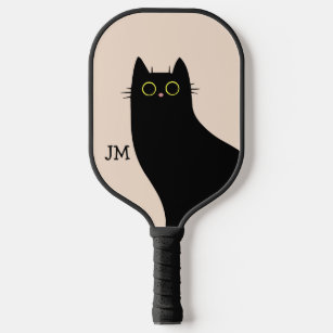 Cute black cat in Mid Century style Pickleball Paddle
