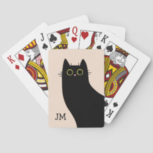 Cute black cat in Mid Century style Playing Cards
