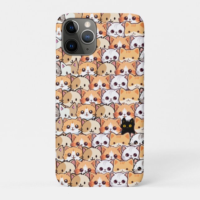 Cute black cat in orange cats pet Seamless Pattern Case-Mate iPhone Case (Back)