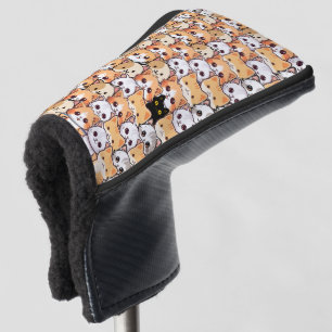 Cute black cat in orange cats pet Seamless Pattern Golf Head Cover