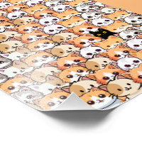 Cute black cat in orange cats pet Seamless Pattern