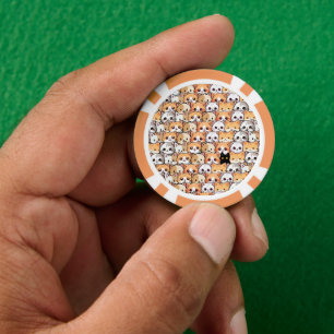 Cute black cat in orange cats pet Seamless Pattern Poker Chips