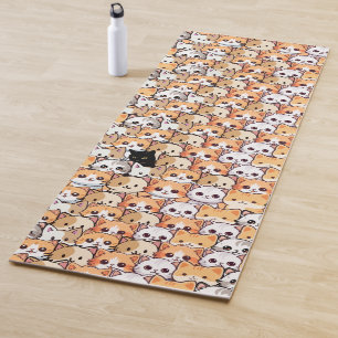 Cute black cat in orange cats pet Seamless Pattern Yoga Mat