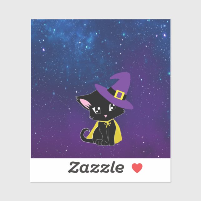 Cute Black Cat in Witch Hat – Magical Halloween De (Sheet)