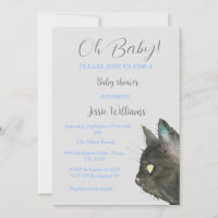 Cute Black Cat Kitty Kitten Blue Baby boy shower 