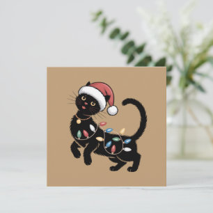 Cute Black Cat Lover Christmas Mom Gift Holiday    Card