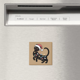 Cute Black Cat Lover Christmas Mom Gift Holiday Magnet