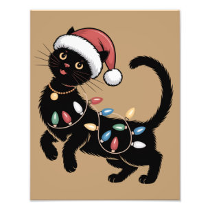 Cute Black Cat Lover Christmas Mom Gift Holiday    Photo Print