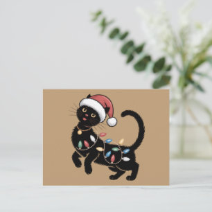 Cute Black Cat Lover Christmas Mom Gift Holiday    Postcard