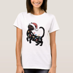 Cute Black Cat Lover Christmas Mom Gift Holiday T-Shirt