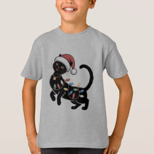 Cute Black Cat Lover Christmas Mom Gift Holiday T-Shirt