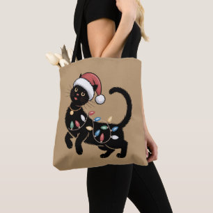 Cute Black Cat Lover Christmas Mom Gift Holiday    Tote Bag
