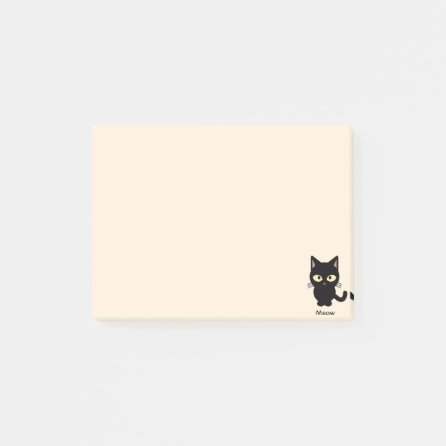 Cute black cat meow cartoon post-it notes (Front)