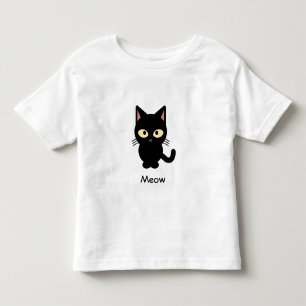 Cute black cat meow cartoon toddler shirt
