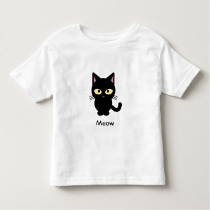 Cute black cat meow cartoon toddler shirt