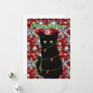 Cute black cat Meowy Christmas Holiday Card