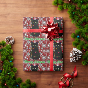 Cute black cat Meowy Christmas Wrapping Paper
