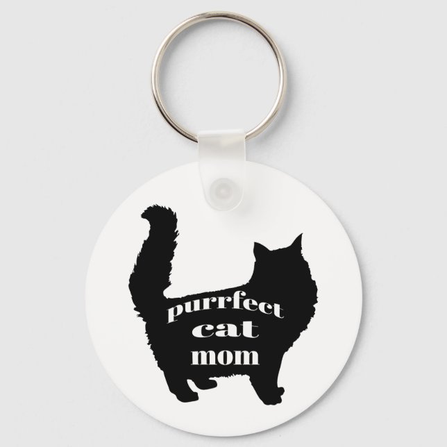 Cute Black Cat Mom Keychain (Front)
