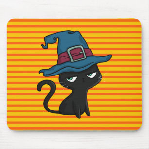 Cute black cat mouse pad