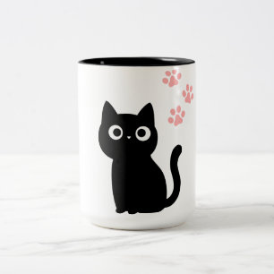 Cute Black Cat Mug Minimalist Cat Lover Coffee C